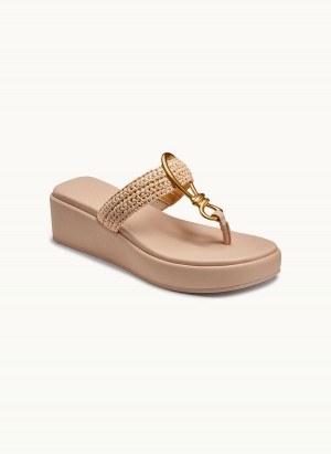 Donna Karan Harlyn Wedge Sandals Beige / Beige | UAE_DK88831