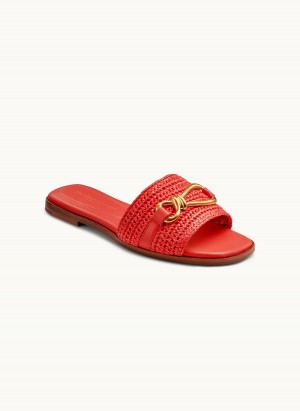 Donna Karan Haylen Flat Sandals Red | UAE_DK49182