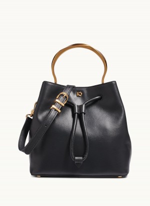 Donna Karan Lawrence Bucket Satchel Black | UAE_DK70232