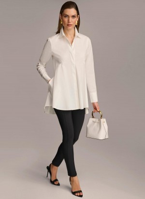 Donna Karan Long Sleeve A-line Tunic Sweaters and Tops Cream | UAE_DK13025