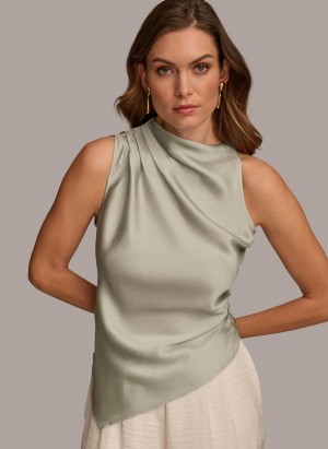 Donna Karan Ruched With Angled Hem Sweaters and Tops Grey | UAE_DK19065