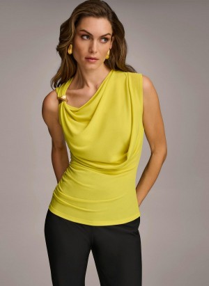 Donna Karan Shoulder Hardware Sweaters and Tops Yellow | UAE_DK35158