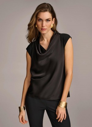 Donna Karan Sleeveless Cowl Neck Sweaters and Tops Black | UAE_DK67109