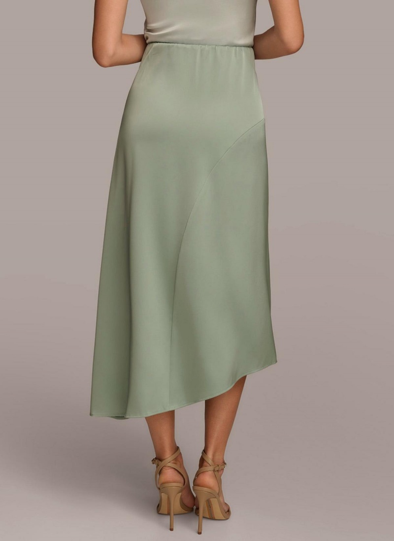 Donna Karan Asymmetrical Flare Hem Skirt Green | UAE_DK63247