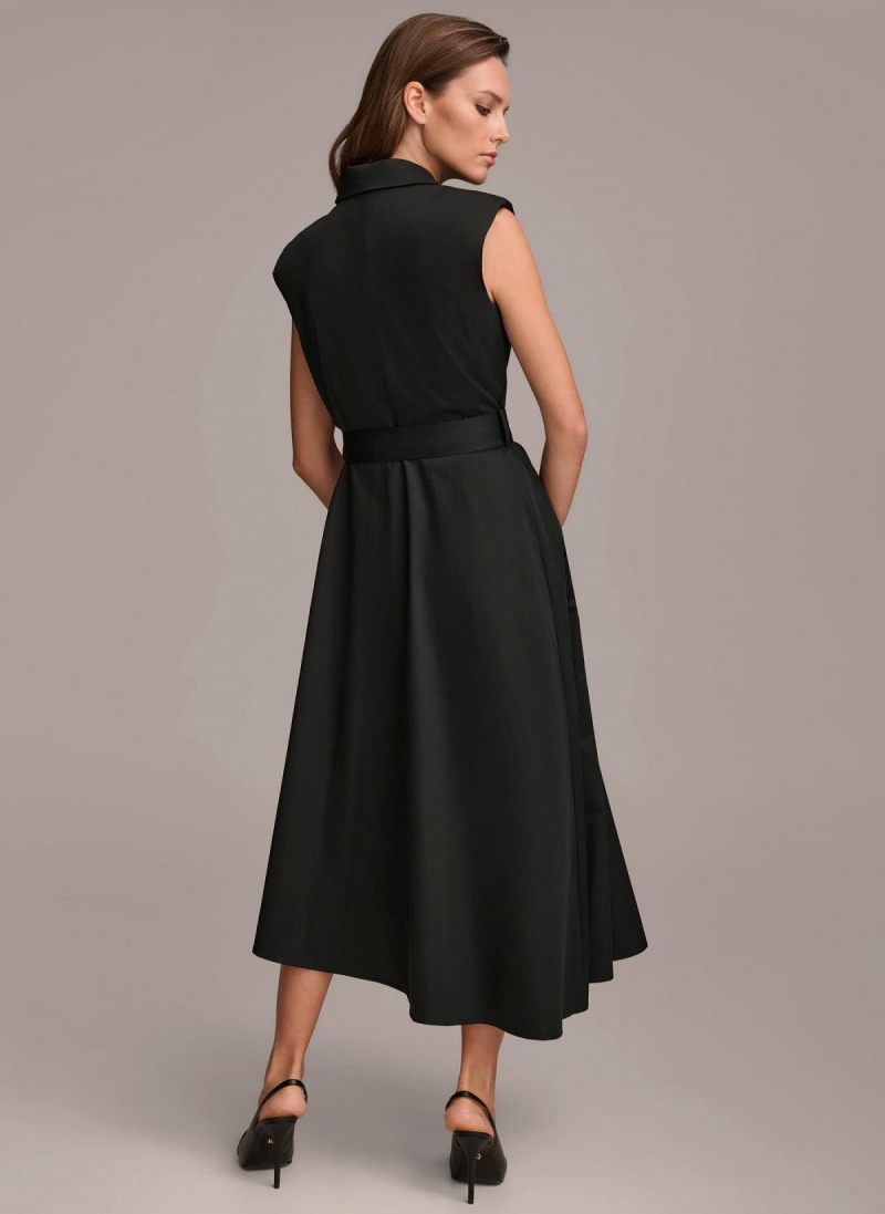 Donna Karan Belted Asymmetrical Dress Black | UAE_DK40908