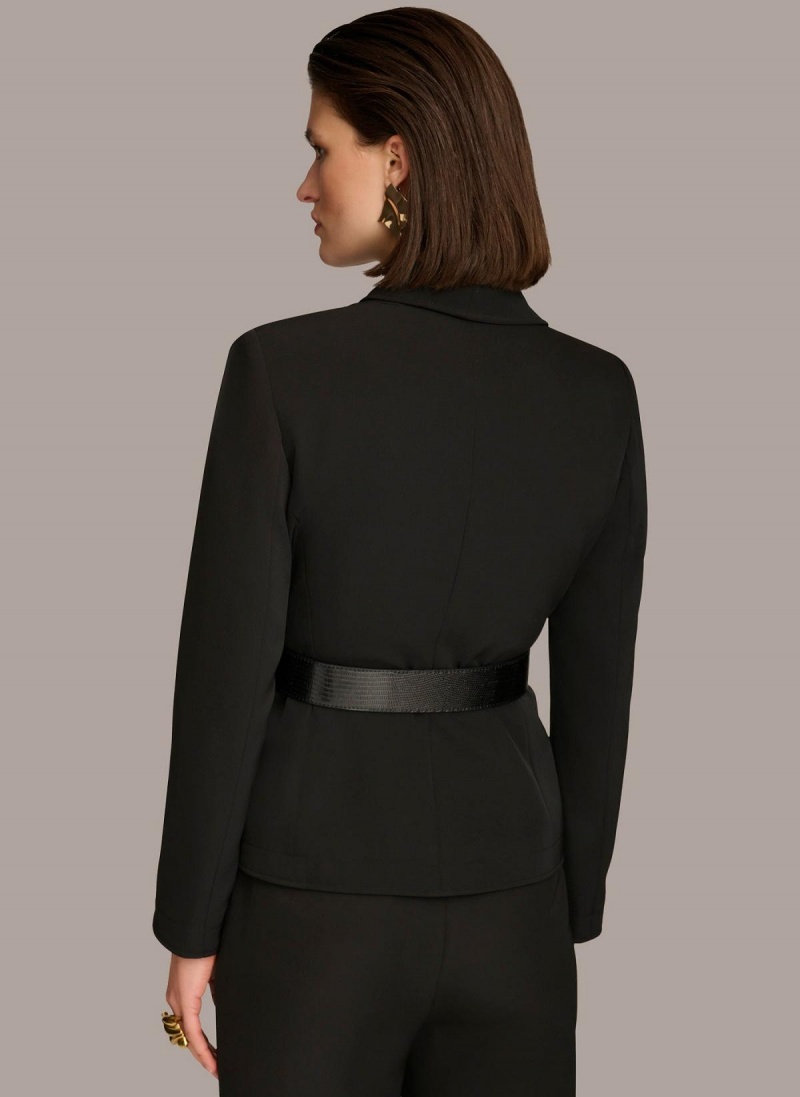 Donna Karan Belted Blazer Jacket Black | UAE_DK28552