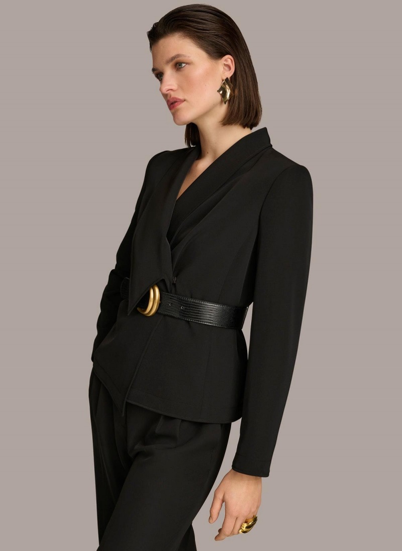 Donna Karan Belted Blazer Jacket Black | UAE_DK28552