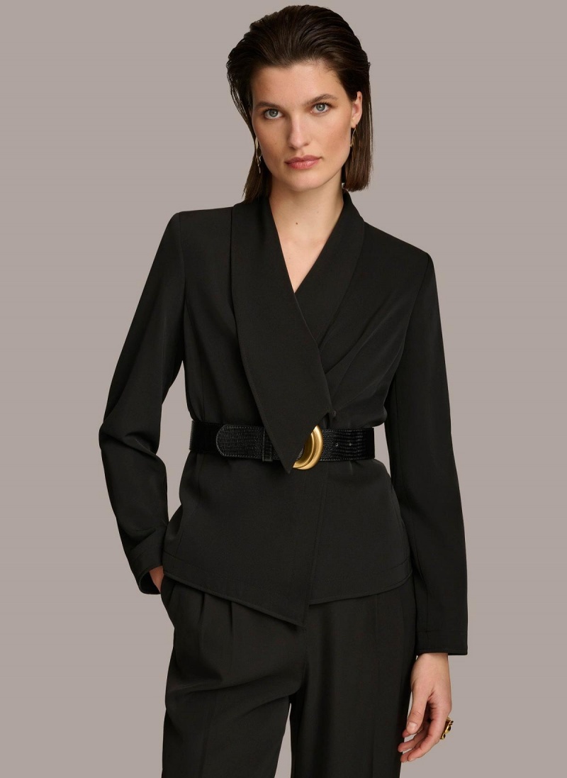 Donna Karan Belted Blazer Jacket Black | UAE_DK28552