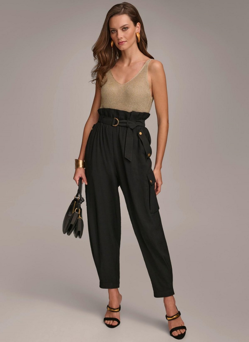 Donna Karan Belted Cargo Pants Black | UAE_DK78699