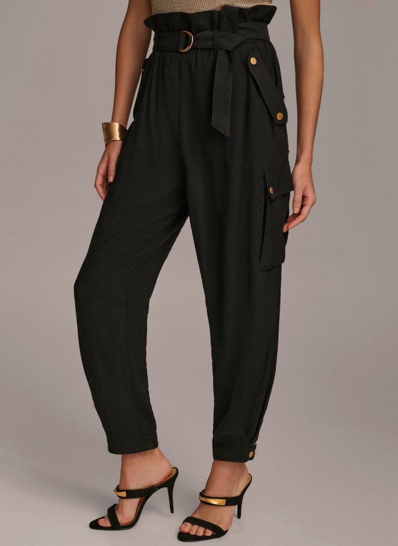 Donna Karan Belted Cargo Pants Black | UAE_DK78699