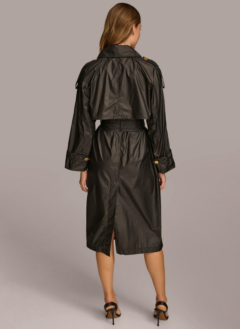 Donna Karan Belted Light Weight Trench Outerwear Black | UAE_DK95466