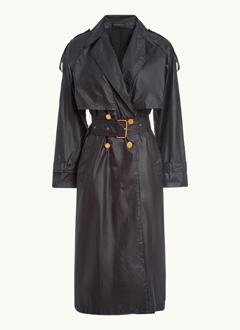 Donna Karan Belted Light Weight Trench Outerwear Black | UAE_DK95466