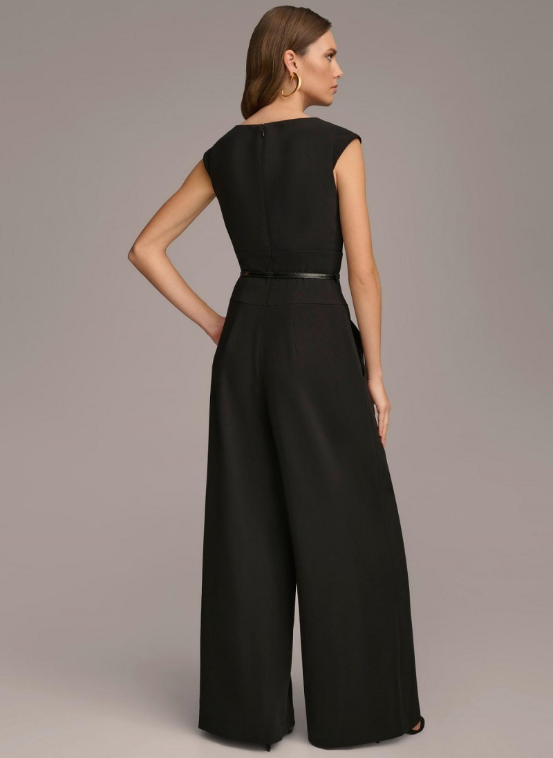 Donna Karan Belted With Pockets Jumpsuit Black | UAE_DK29103