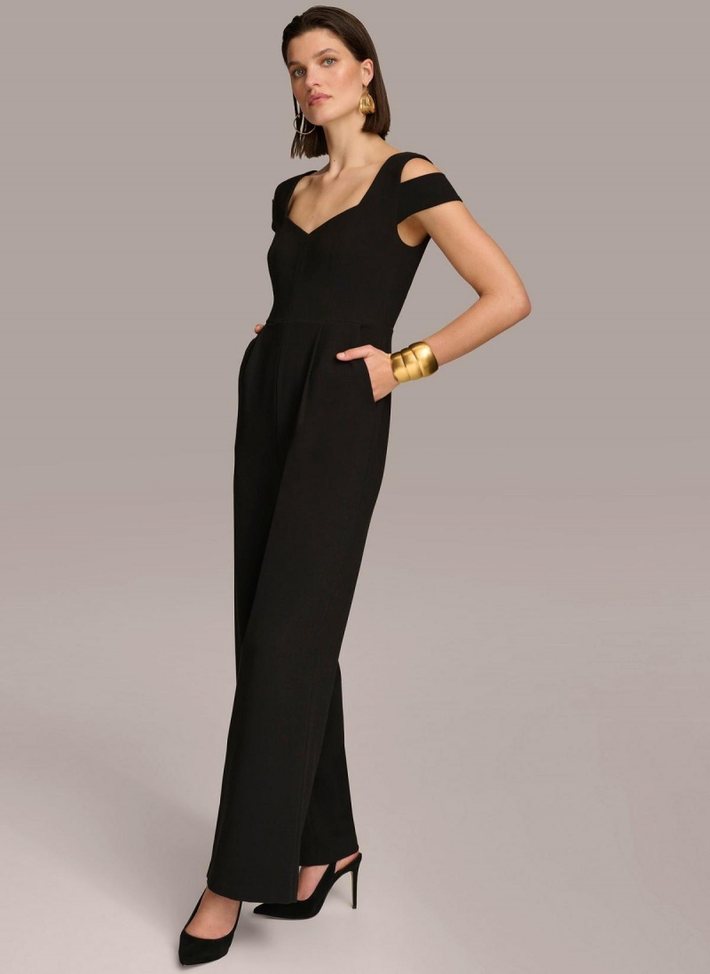 Donna Karan Cold Shoulder  Jumpsuit Black | UAE_DK87175