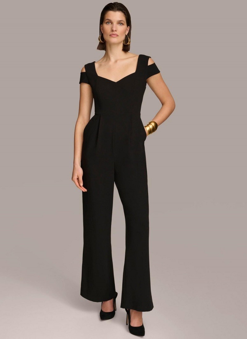 Donna Karan Cold Shoulder  Jumpsuit Black | UAE_DK87175