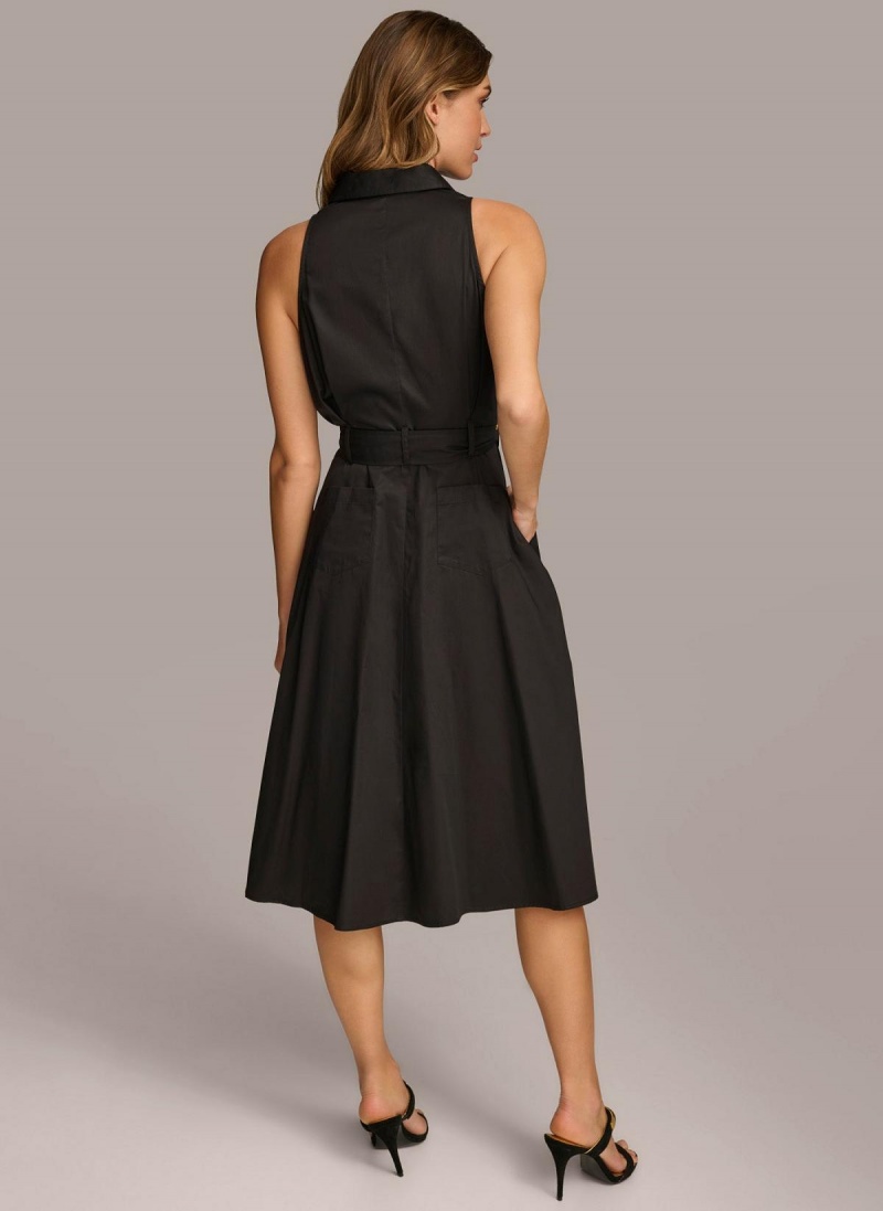 Donna Karan Cotton Shirt Dress Black | UAE_DK30768