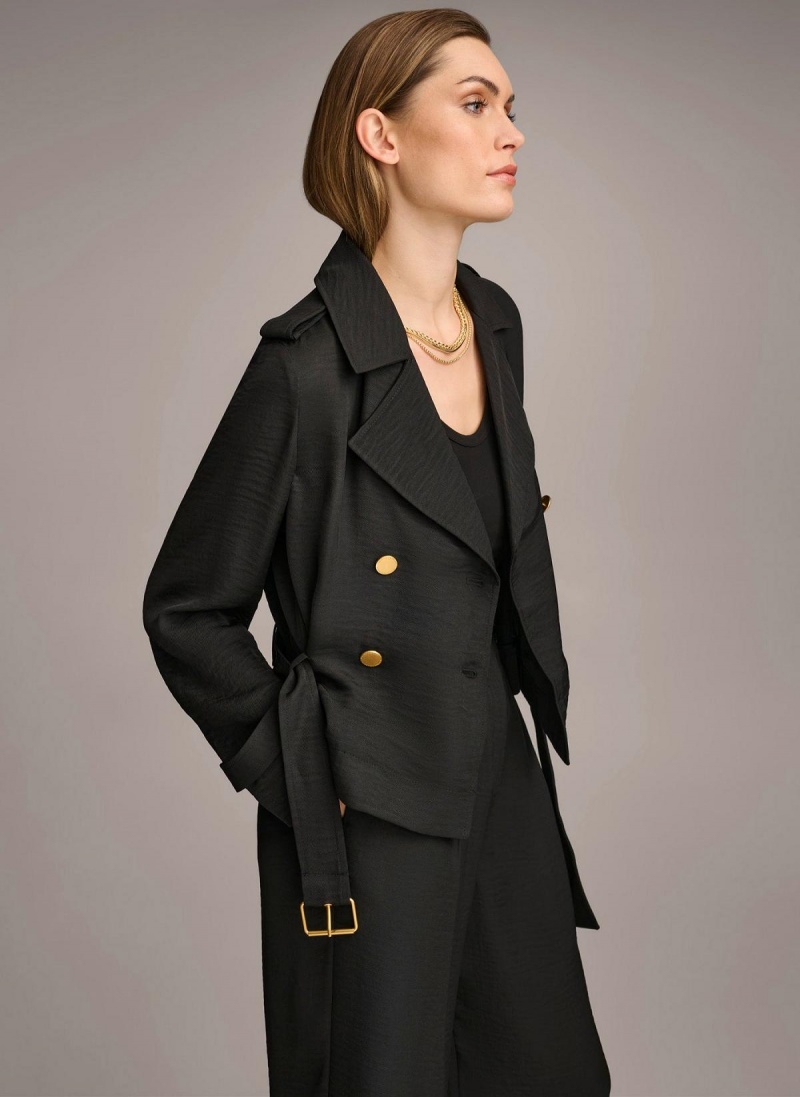 Donna Karan Double Breasted Blazer Jacket Black | UAE_DK85938