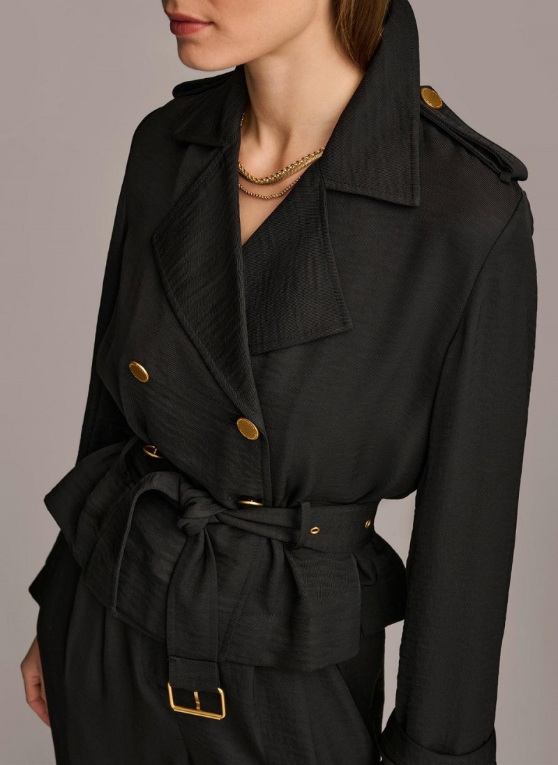 Donna Karan Double Breasted Blazer Jacket Black | UAE_DK85938