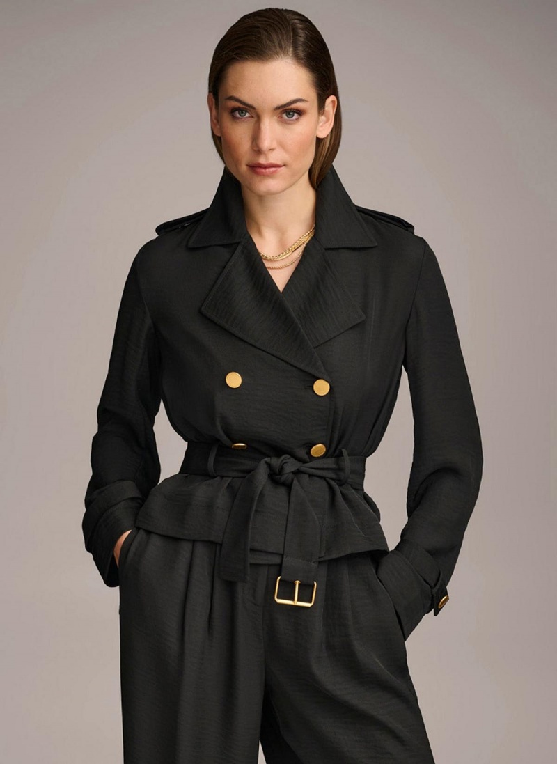 Donna Karan Double Breasted Blazer Jacket Black | UAE_DK85938