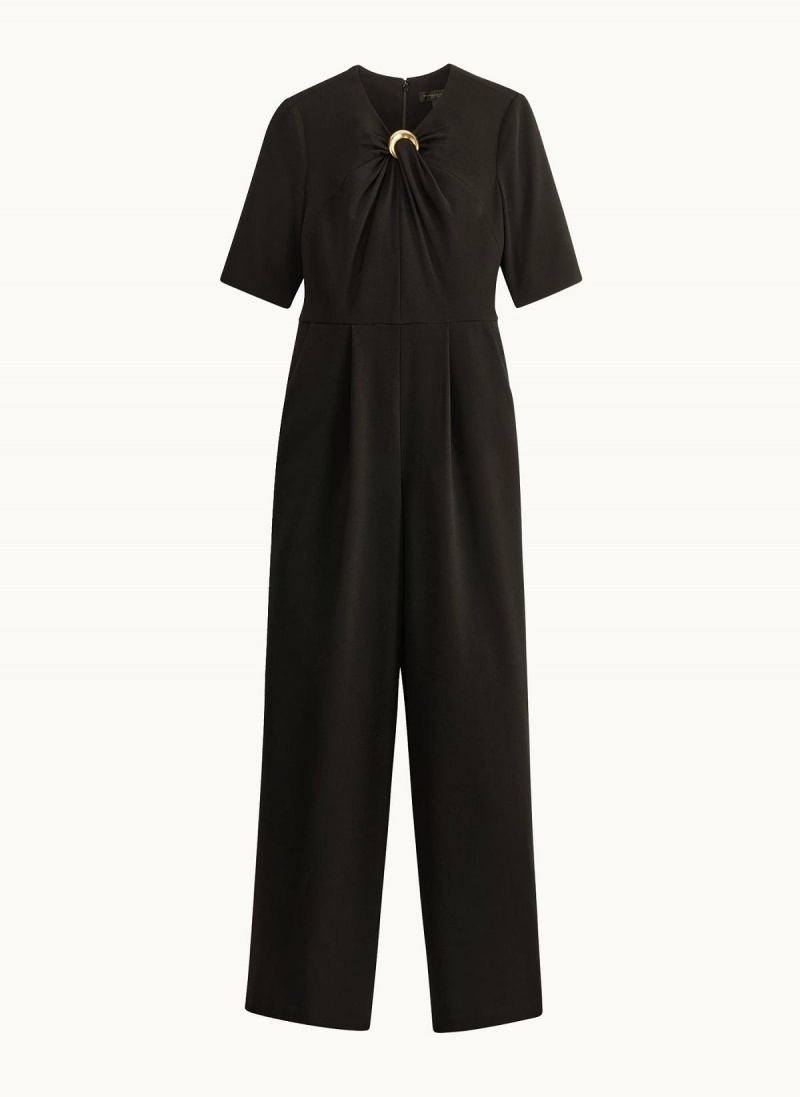 Donna Karan Half Sleeve Twist Neck Jumpsuit Black | UAE_DK13821