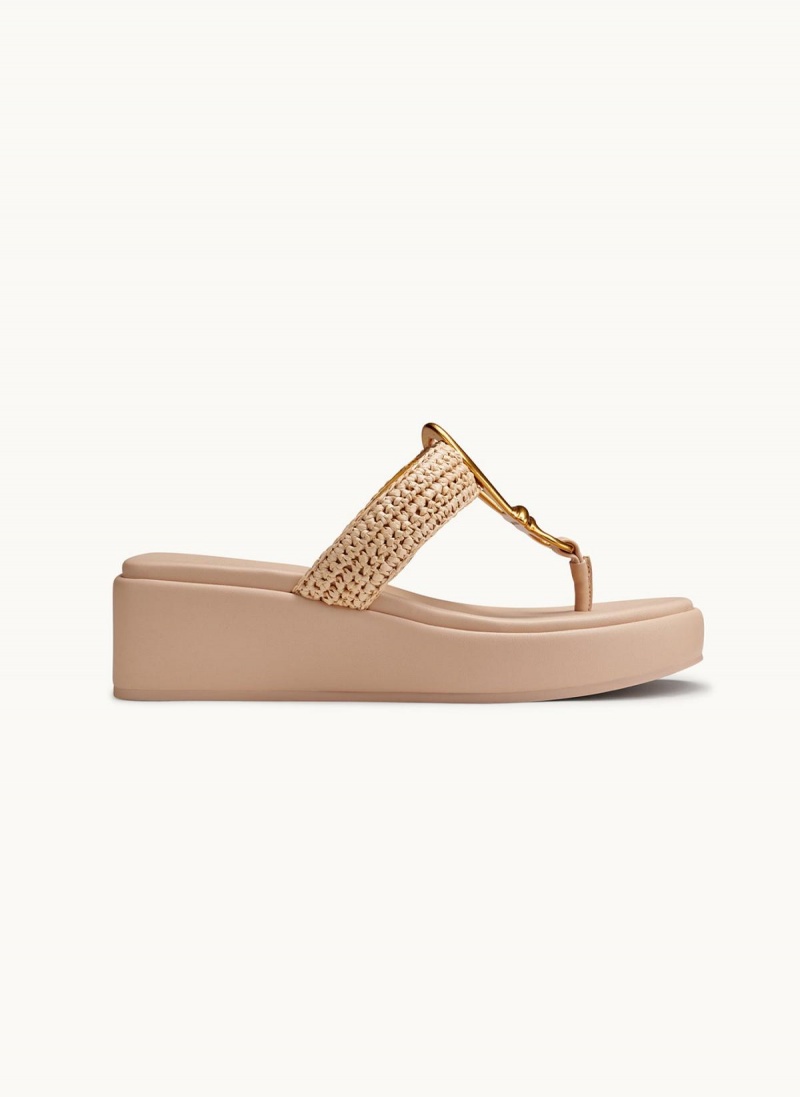 Donna Karan Harlyn Wedge Sandals Beige / Beige | UAE_DK88831