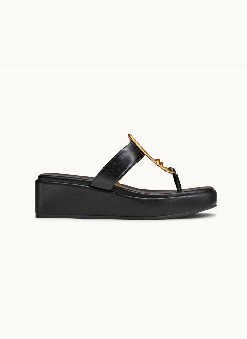 Donna Karan Harlyn Wedge Sandals Black | UAE_DK98076