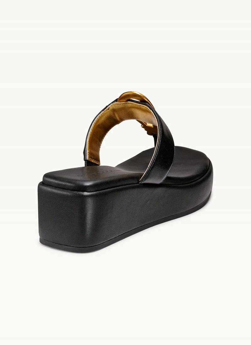 Donna Karan Harlyn Wedge Sandals Black | UAE_DK98076