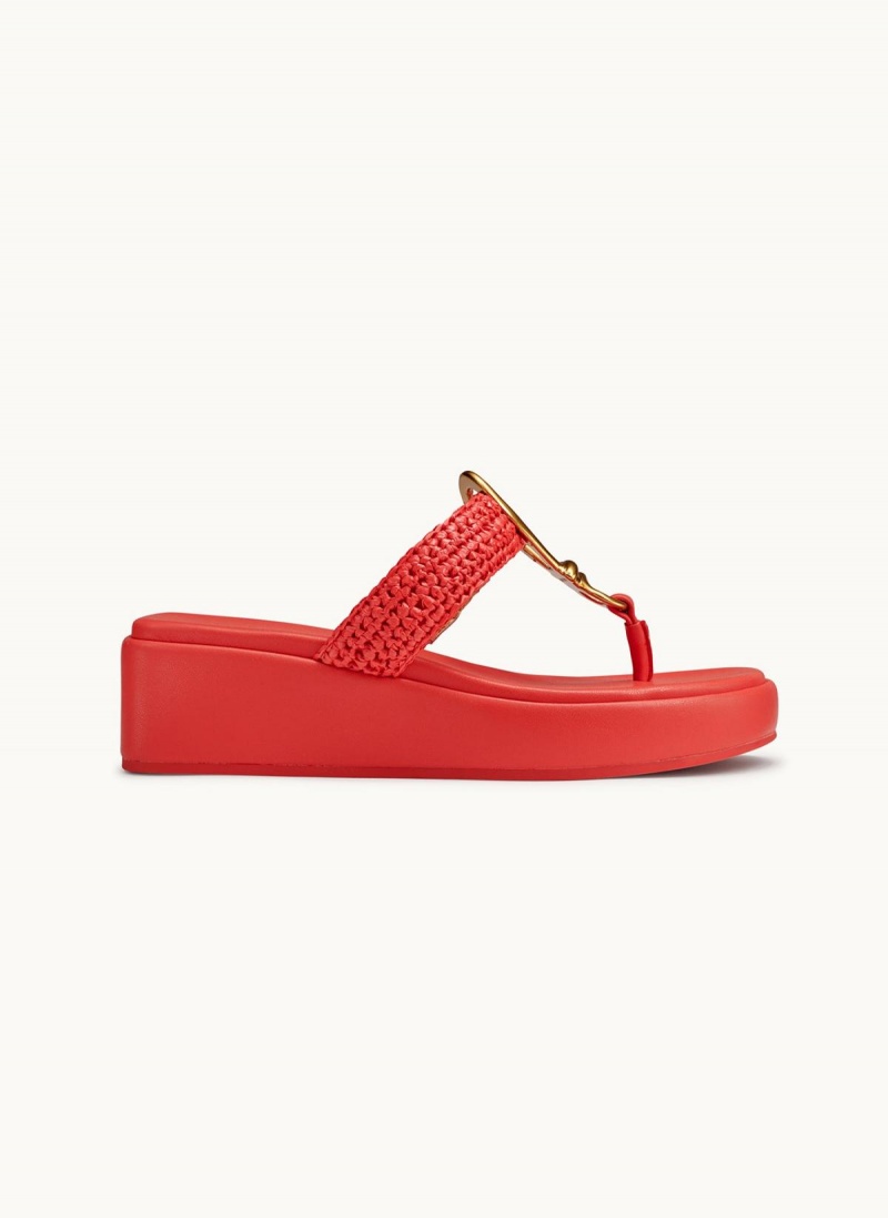 Donna Karan Harlyn Wedge Sandals Red | UAE_DK67892