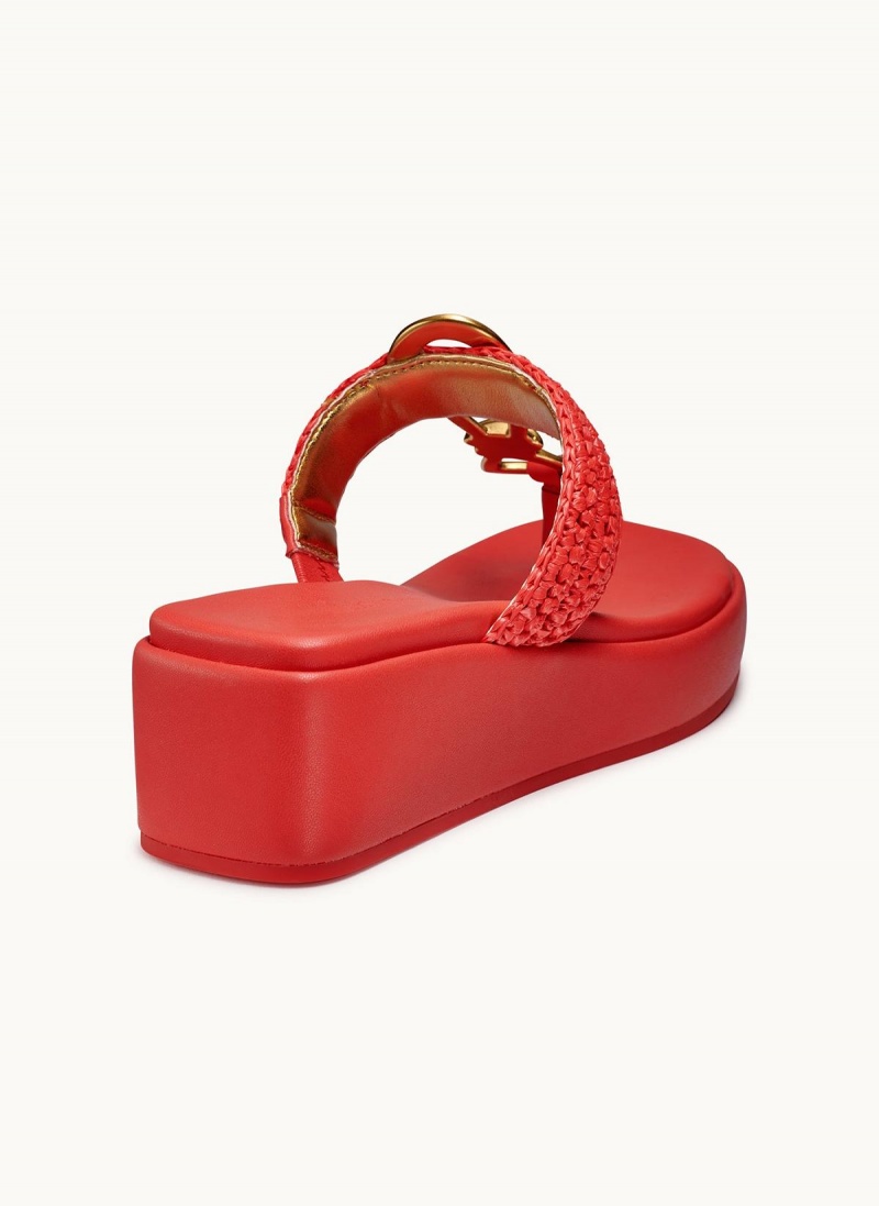 Donna Karan Harlyn Wedge Sandals Red | UAE_DK67892