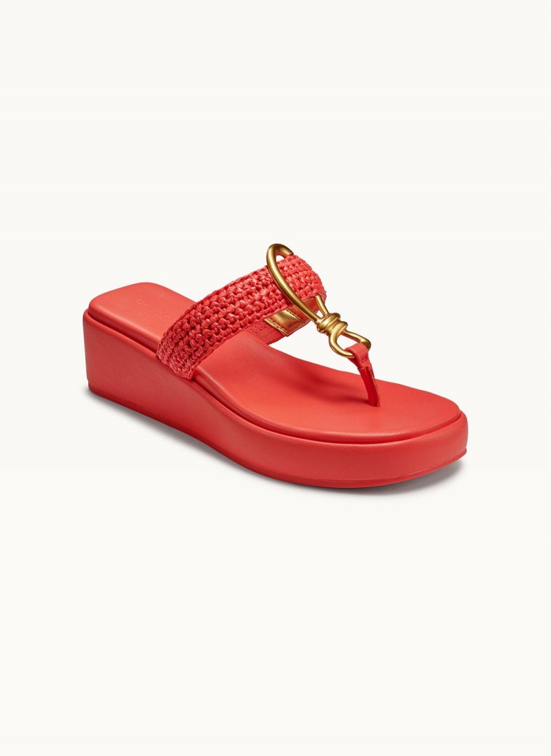 Donna Karan Harlyn Wedge Sandals Red | UAE_DK67892