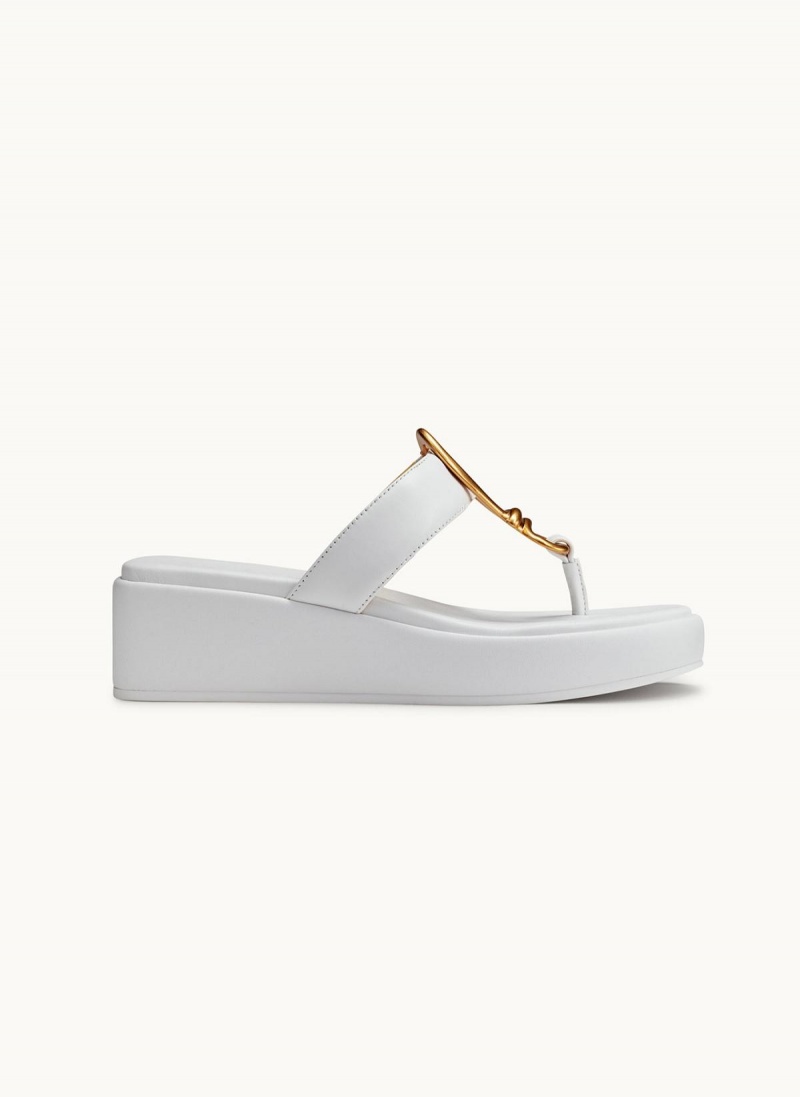 Donna Karan Harlyn Wedge Sandals White | UAE_DK48160