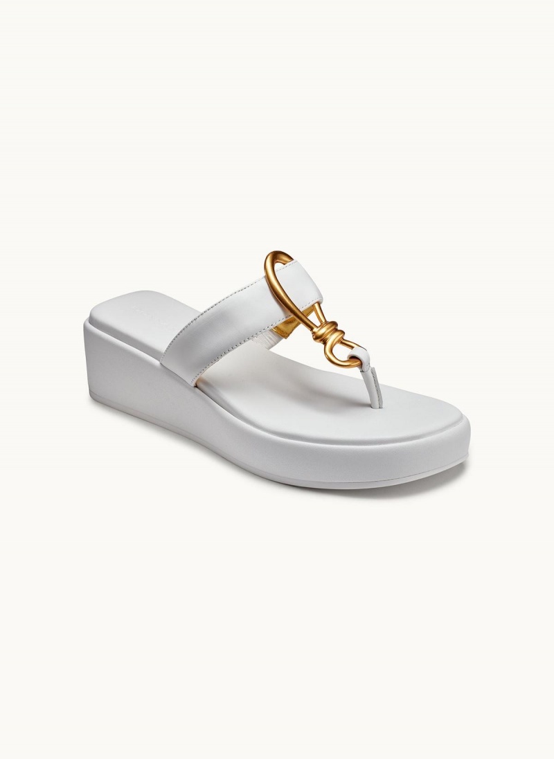 Donna Karan Harlyn Wedge Sandals White | UAE_DK48160