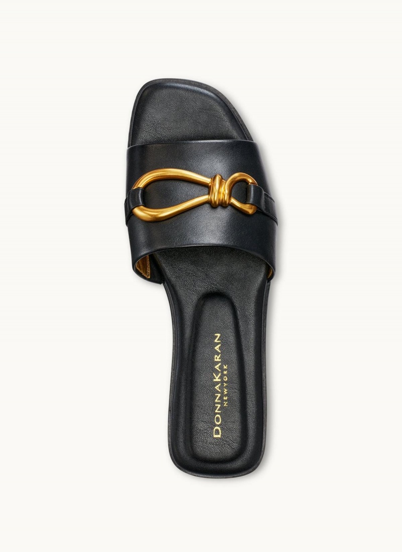 Donna Karan Haylen Flat Sandals Black | UAE_DK58380