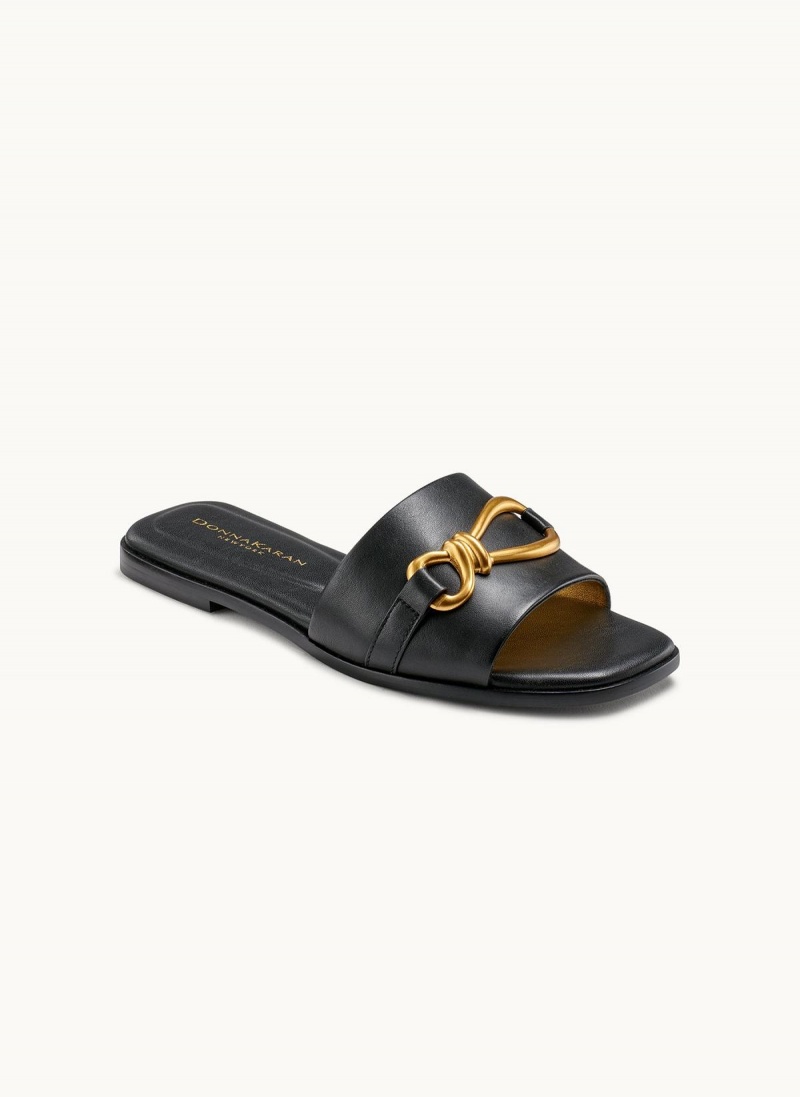 Donna Karan Haylen Flat Sandals Black | UAE_DK58380