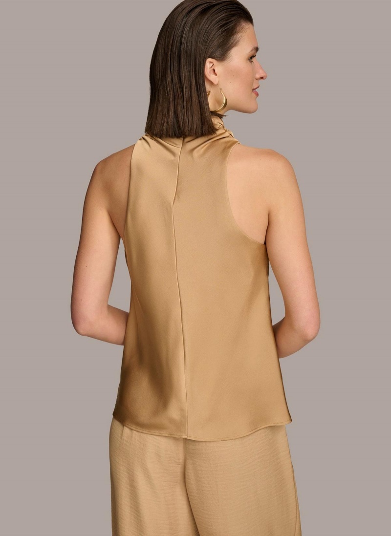 Donna Karan High Drape Neck Sweaters and Tops Gold | UAE_DK88613