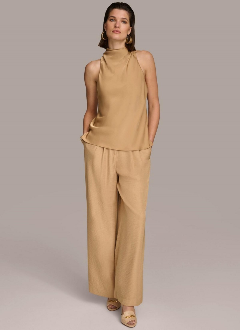 Donna Karan High Drape Neck Sweaters and Tops Gold | UAE_DK88613