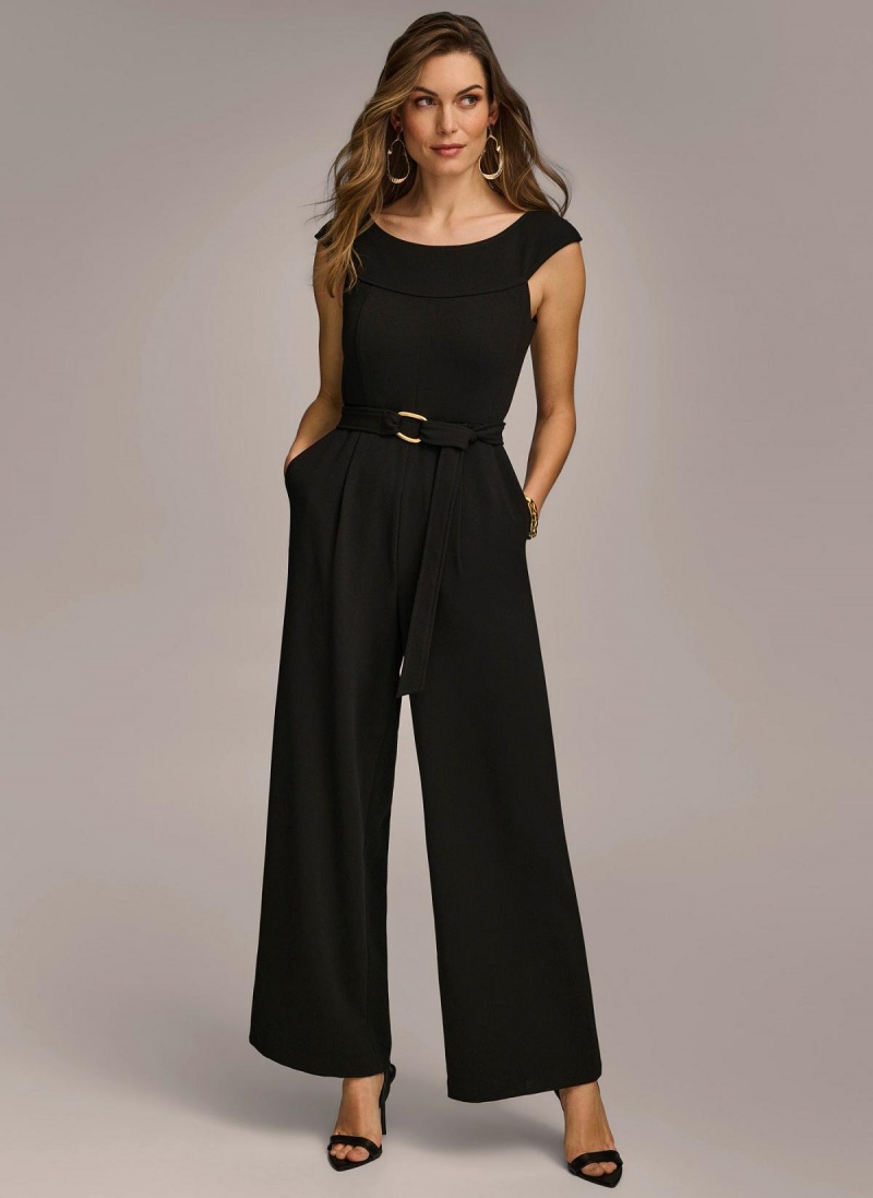 Donna Karan Jumpsuit With Hardware Belt Jumpsuit Black | UAE_DK19331