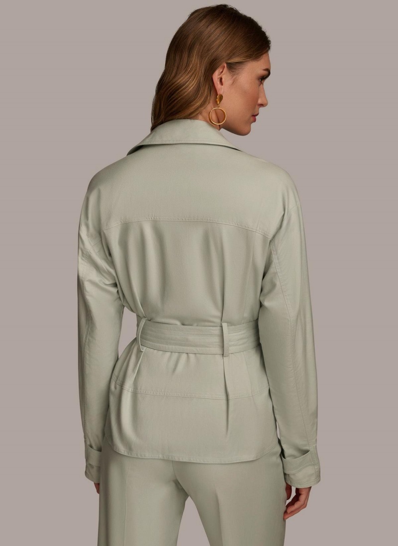 Donna Karan Long Sleeve Belted Utility Jacket Blue | UAE_DK59458