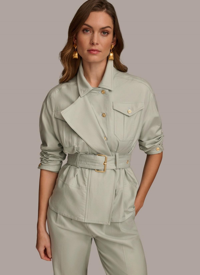 Donna Karan Long Sleeve Belted Utility Jacket Blue | UAE_DK59458