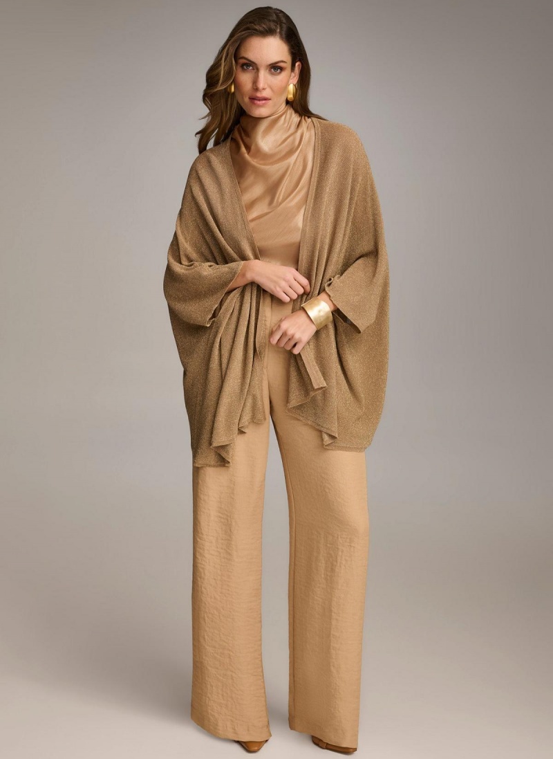 Donna Karan Lurex Cardigan Sweaters and Tops Gold | UAE_DK70234