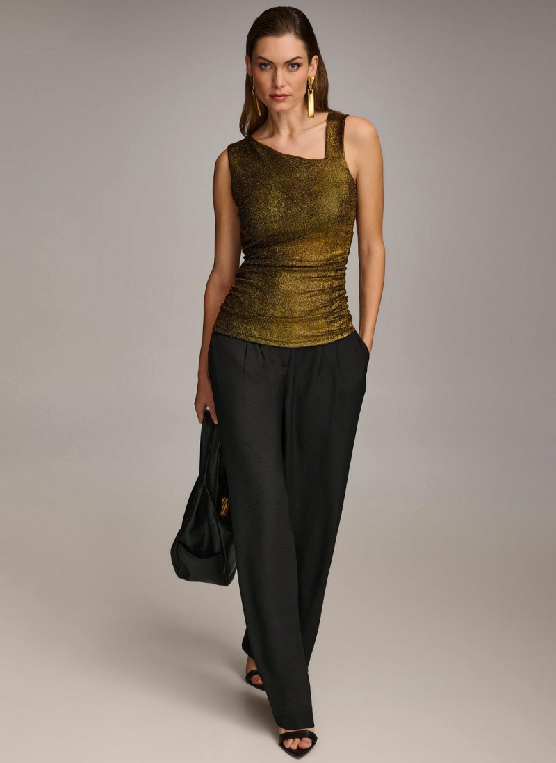 Donna Karan Metallic Tank Sweaters and Tops Black | UAE_DK96230