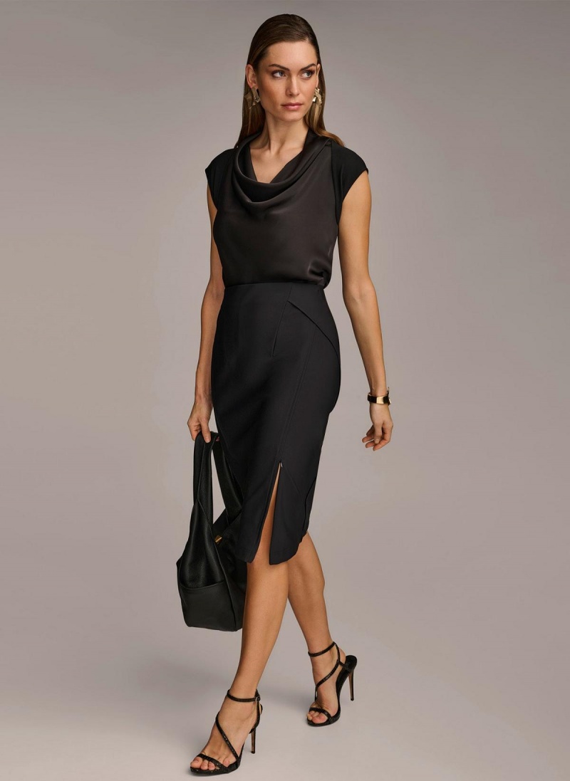 Donna Karan Midi Pencil Skirt Black | UAE_DK72145