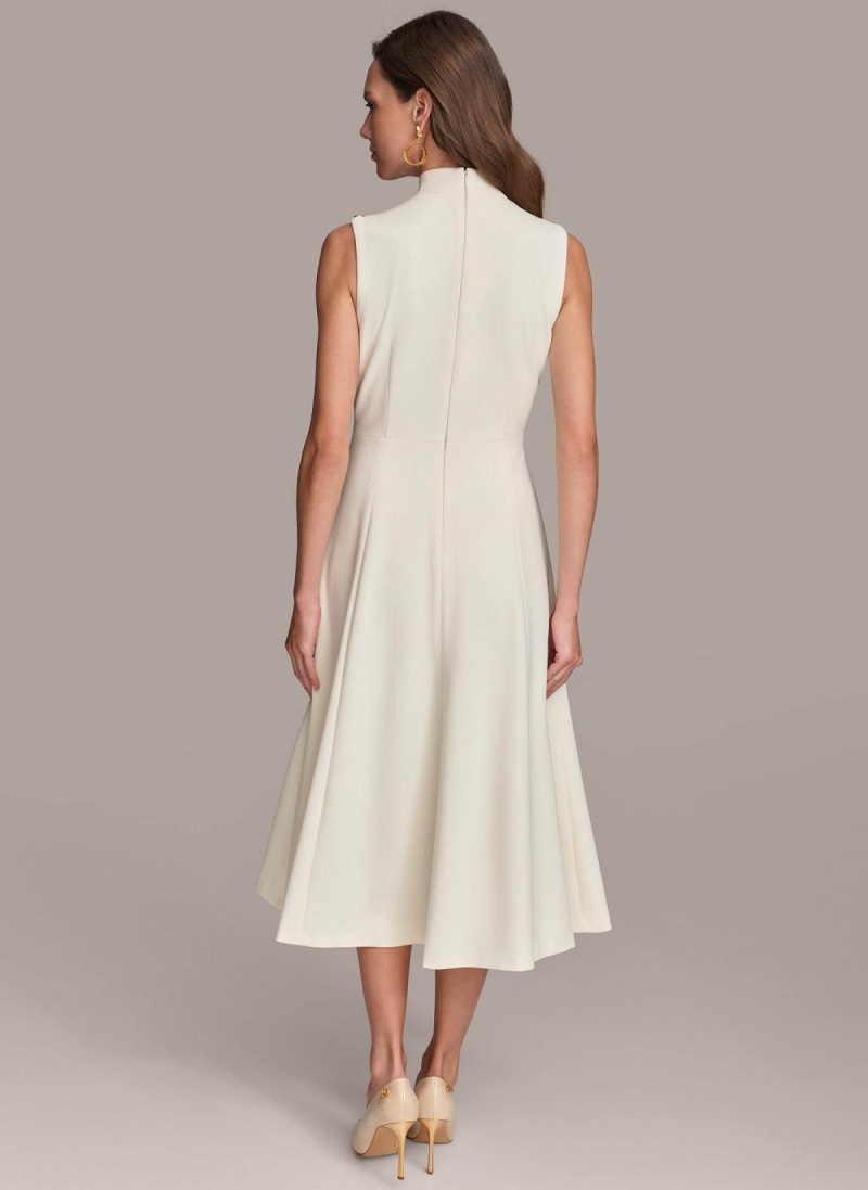 Donna Karan Mock Neck Midi Dress Cream | UAE_DK88708