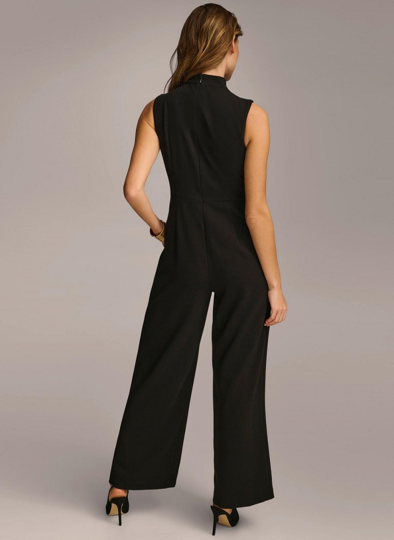 Donna Karan Mock Neck With Pockets Jumpsuit Black | UAE_DK32036