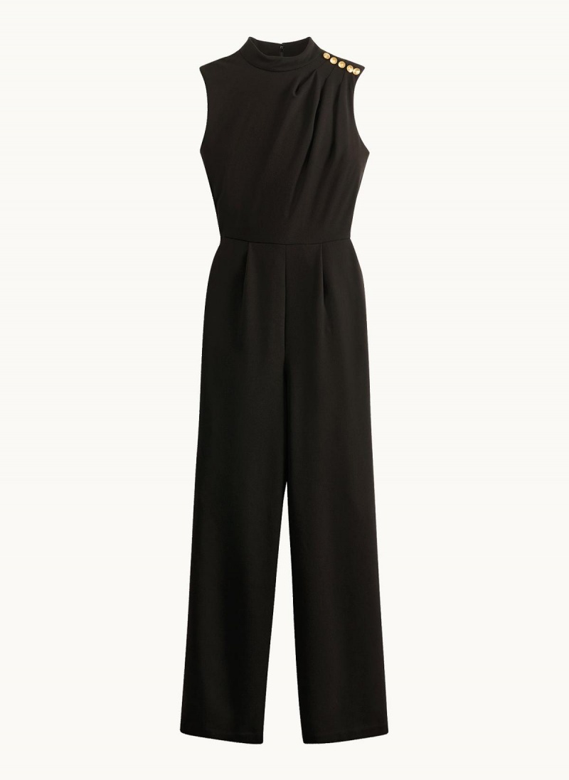 Donna Karan Mock Neck With Pockets Jumpsuit Black | UAE_DK32036