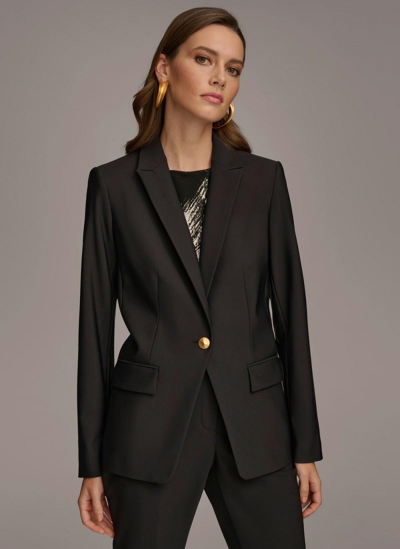 Donna Karan One Button Jacket Black | UAE_DK93523