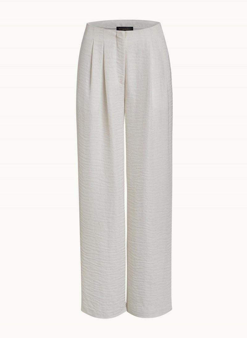 Donna Karan Pleated Wide Leg Pants Cream | UAE_DK79783