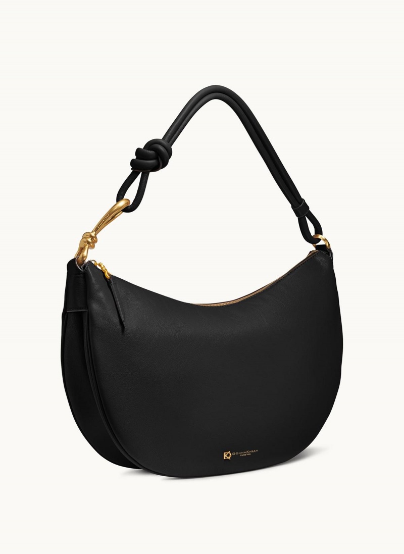 Donna Karan Roslyn Large Hobo Bag Black / Gold | UAE_DK45416