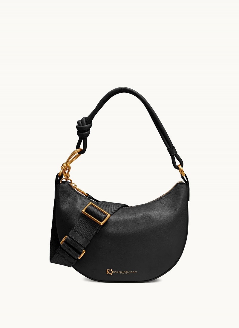 Donna Karan Roslyn Small Hobo Bag Black / Gold | UAE_DK78181