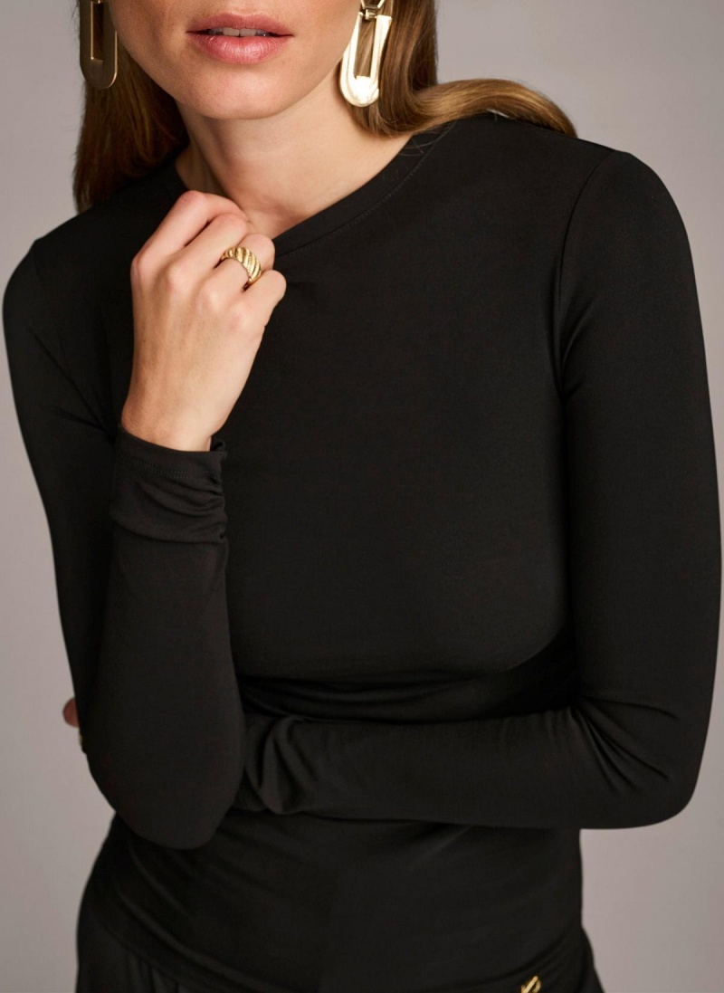 Donna Karan Ruched Detail Sweaters and Tops Black | UAE_DK43593